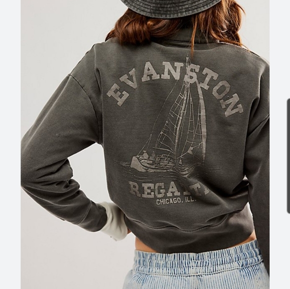 The Bureau x Free People Evanston Half Zip Washed Black NWOT - Picture 2 of 10